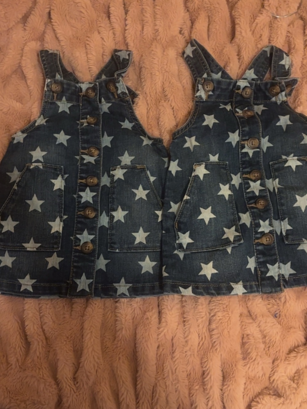 Kids Star-Print Denim Overall Dress - Blue